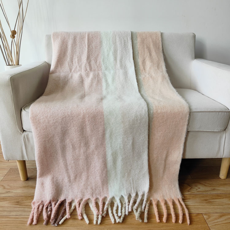 Striped Faux Mohair Throw